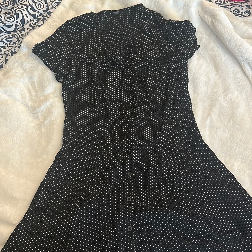 John Galt Polka Dot Mini Dress button front